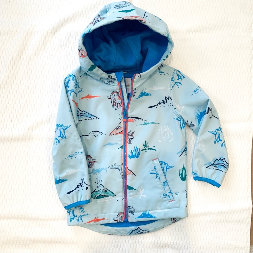 Rain Coat Fleece Lined Blue Dinosaur